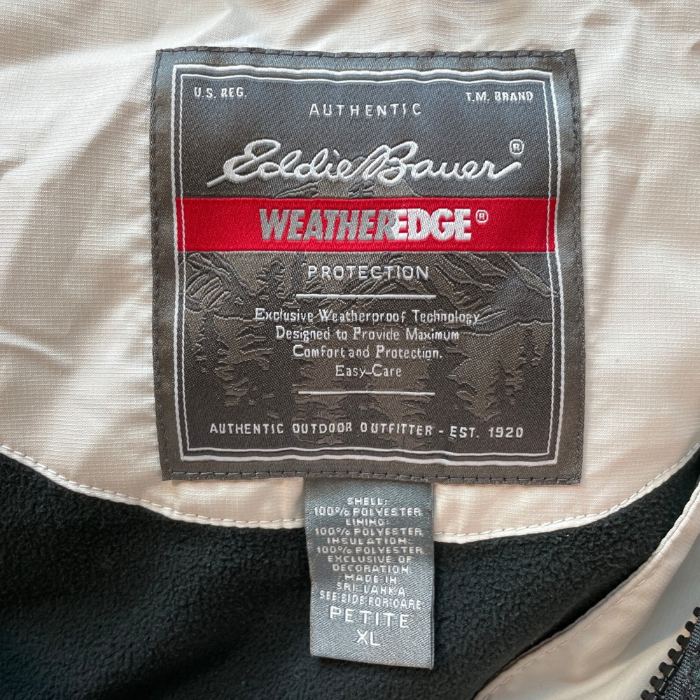 Eddie Bauer Weatheredge Womens Petite XL Beige Hooded Rain Jacket - Picture 3 of 8